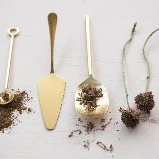 Hello Honey® 9.5" Golden Hammered Stainless Steel Serving Spoon
